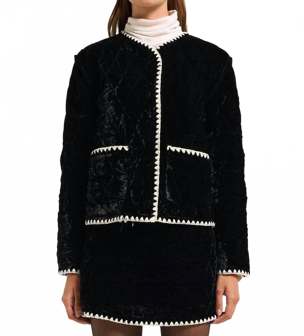 NEW MOON RIVER velvet quilted jacket in black